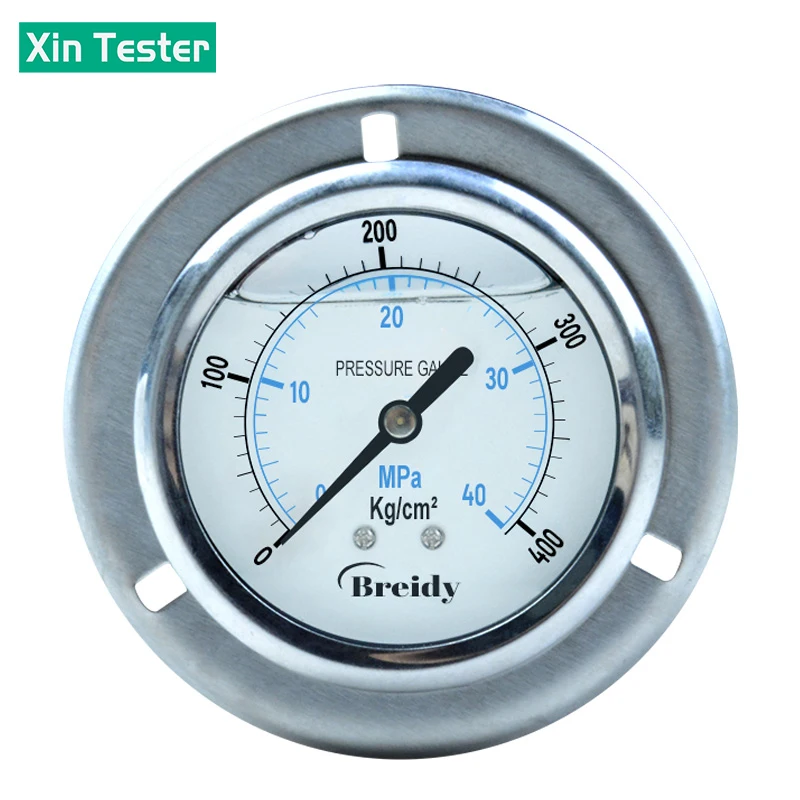 Xin Tester Anti-vibration Pressure Gauge glycerin Thread G1/4 0-60Mpa Stainless Steel Air Oil Water Hydraulic Gauge YN60ZT