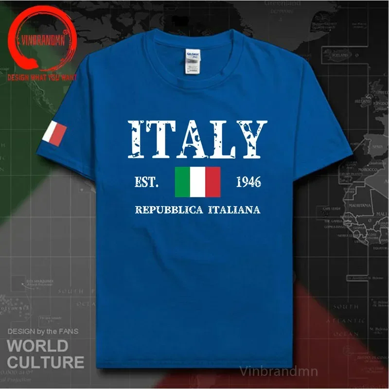 Letter Italy EST. 1946 Italia Flag T-shirt Hip Hop Funny REPUBBLICA ITALIANA Printed Cotton Breathable Tees Tops Fashion T Shirt