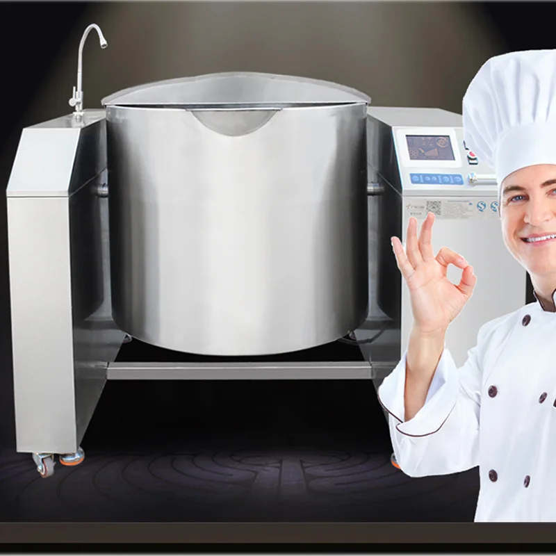 380v/30kw tipo de inclinação panela de sopa de alta potência tipo balanço panela de sopa automático marinado molho de carne frigideira/mistura pode ser adicionado