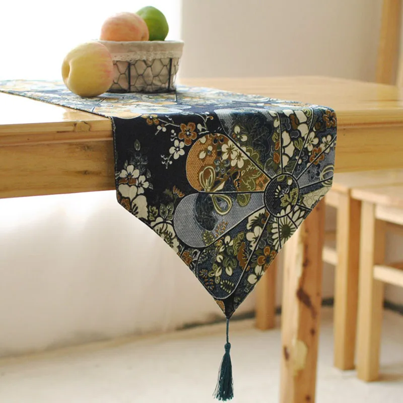 Retro Style Cotton and Linen Home Table Runner Living Room Dining Table Decoration Table Runner High Quality Tassel Table Runner