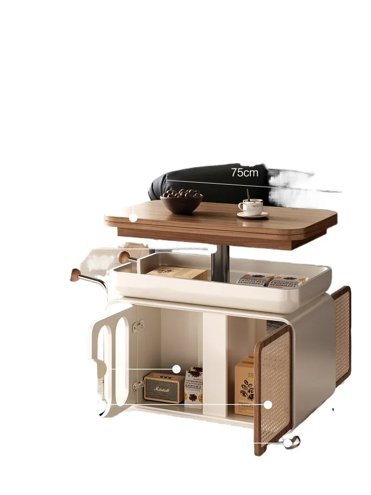 

Movable coffee table small apartment living room sofa side cabinet multi-function side table folding and lifting multi-function