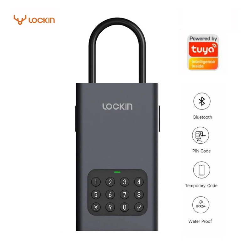 Lockin Smart Remote Control Smart Key Storage Lock Box Wireless Password Key Safe Alloy Box IPX5 Waterproof For Tuya APP