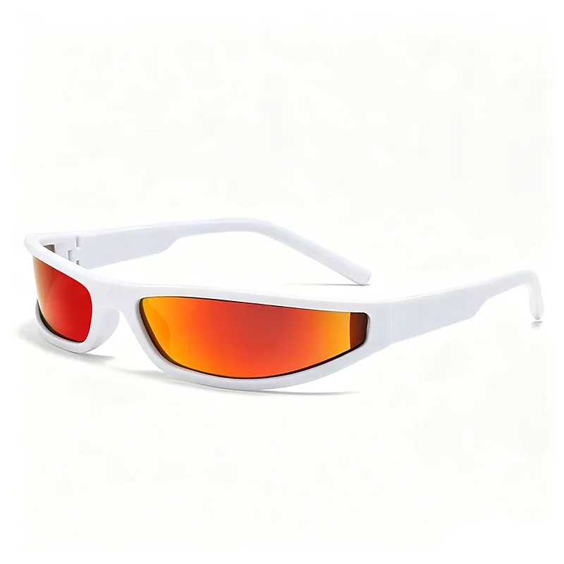 New Y2K Narrow Small Frame Sunglasses for Men Women Futuristic Trendy Colorful Lens Fashion Shades for European American
