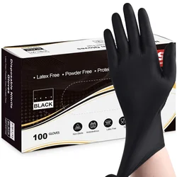 20/50/100PCS Black Disposable Nitrile Gloves Textured Grip Industrial Safety Work Gloves for Cleaning Tattoo Mechanics Gloves