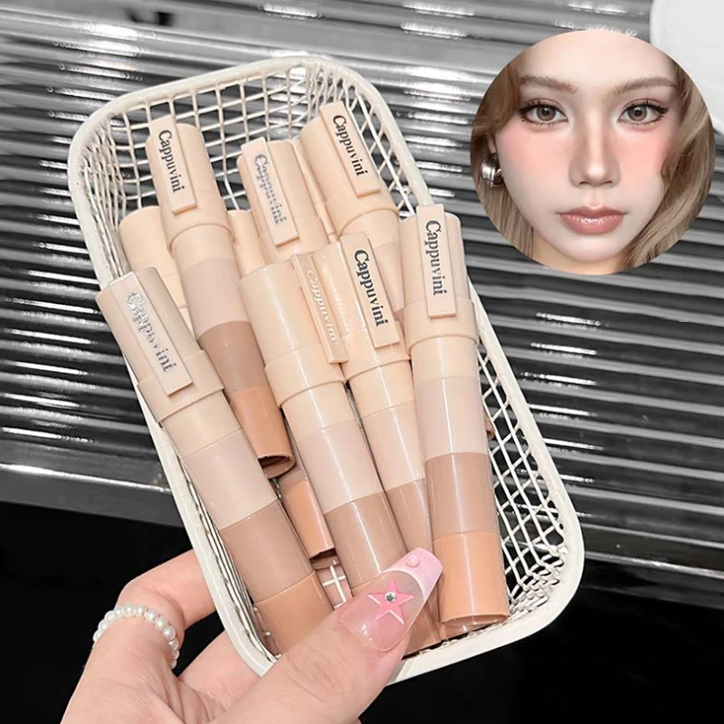 1 unidad de Cappuvini 4 en 1, barra iluminadora de contorno, 4 colores mate brillantes, sombra para la nariz, sombra de ojos, set de maquillaje cosmético