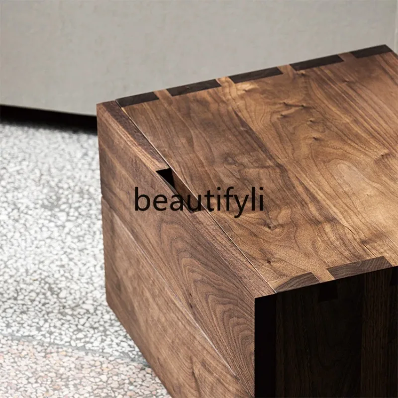 D2520 Log Cherry Black Walnut Simple Bedroom Bedside Cabinet