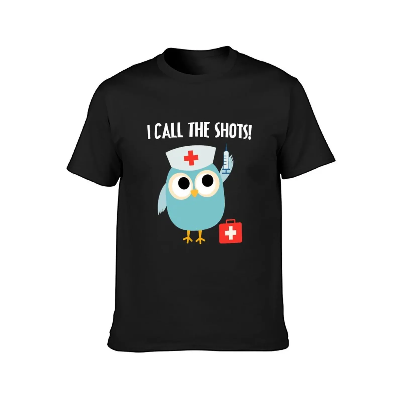 Professions Owl Nurse I Call the Shots T-Shirt man t shirt tops workout shirts for men