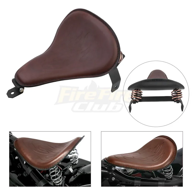 

For Harley Chopper Bobber Cafe Racer Motorcycle Custom PU Leather Saddle Seat Cushions Spring Solo Bracket Seat Universal