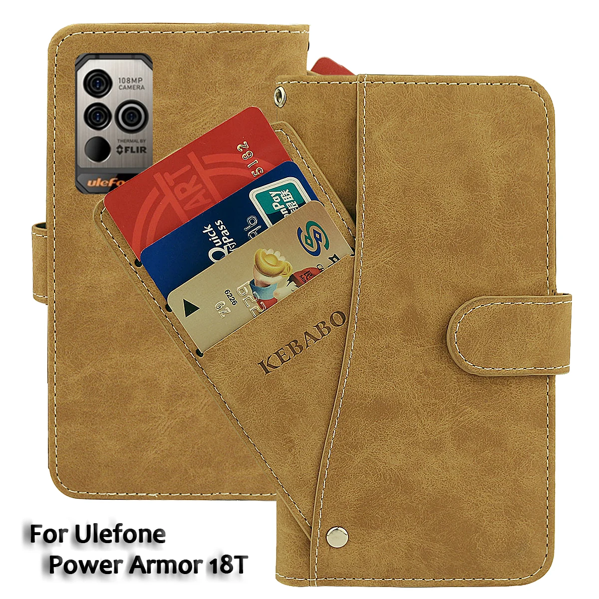 

Vintage Leather Wallet Ulefone Power Armor 18T Case 6.58" Flip Luxury Card Slots Cover Magnet Phone Protective Cases Bags