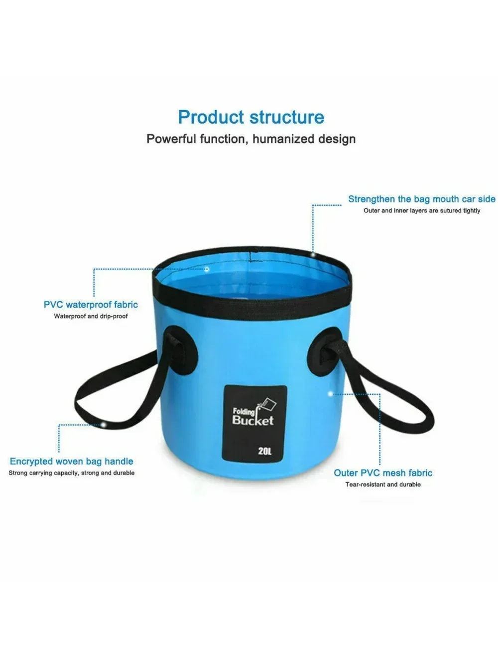 12L/20L Fishing Bucket Folding Waterproof Convenient Fishing Box Travel Collapsible Foot Soaking Bucket Camping Container Bag