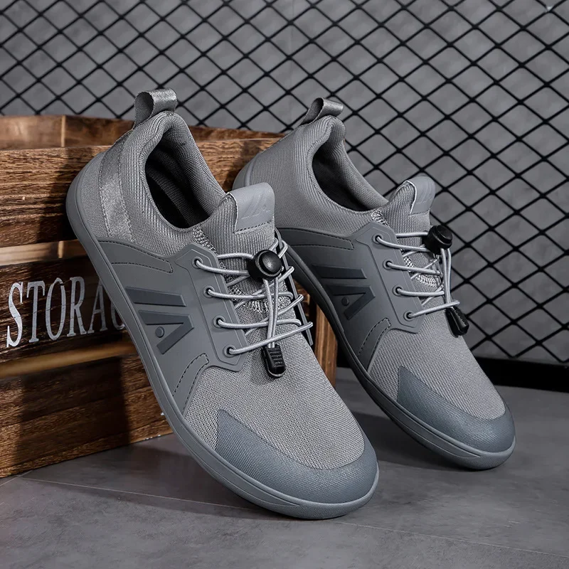 Blaue lässige Turnschuhe Herren breite Barfuß Schuhe atmungsaktive Mesh Männer Zehen Schuhe weiche Zero Drop minimalist ische Wohnungen breitere Zehen Sneakes