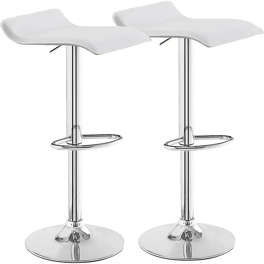 

Adjustable Swivel Bar Stools 12.6"D x 15"W x 33"H Modern Armless PVC Counter Chairs for Kitchen Island