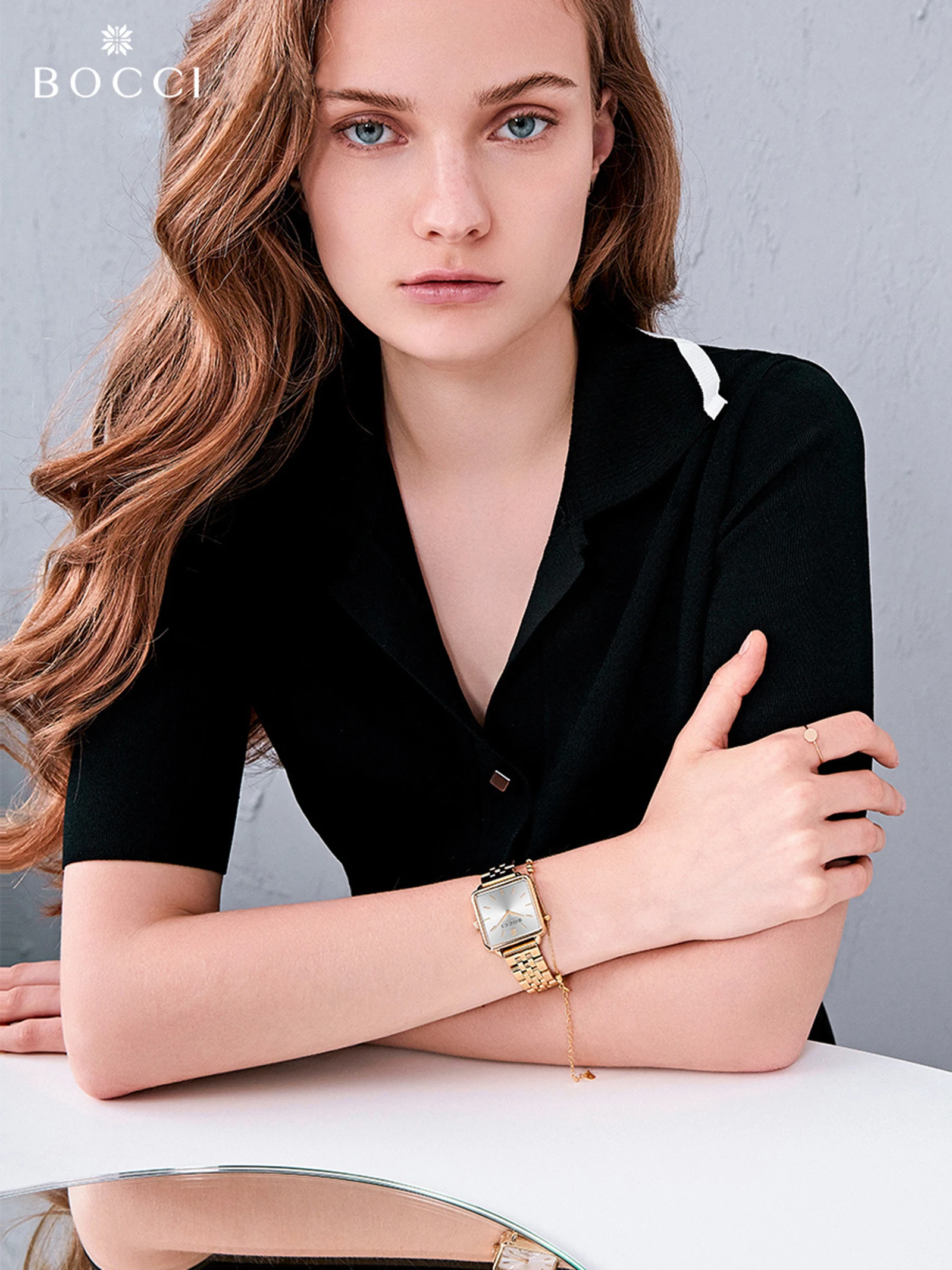 ساعة Bocci النسائية المربعة الصغيرة - ساعة يد عصرية مقاومة للماء للطلاب، ساعة نسائية ذات علامة تجارية