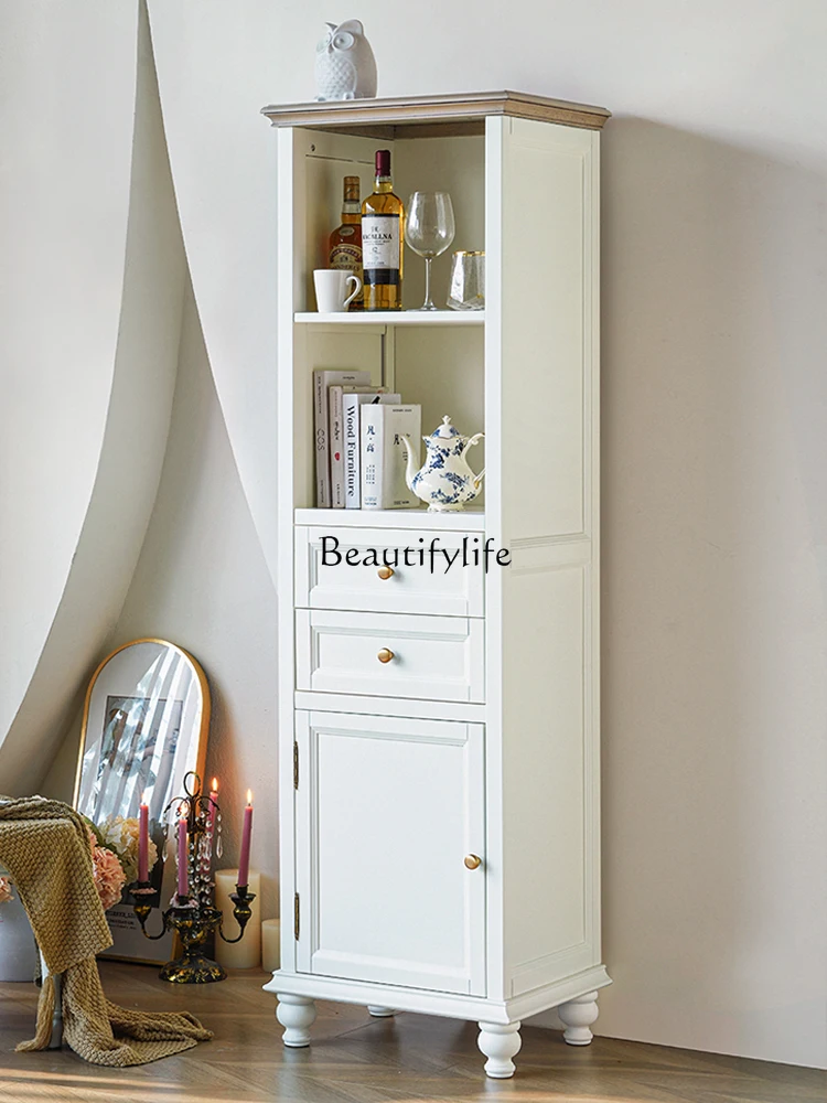 

American white all solid wood living room display wine cabinet single door against the wall storage cabinet
