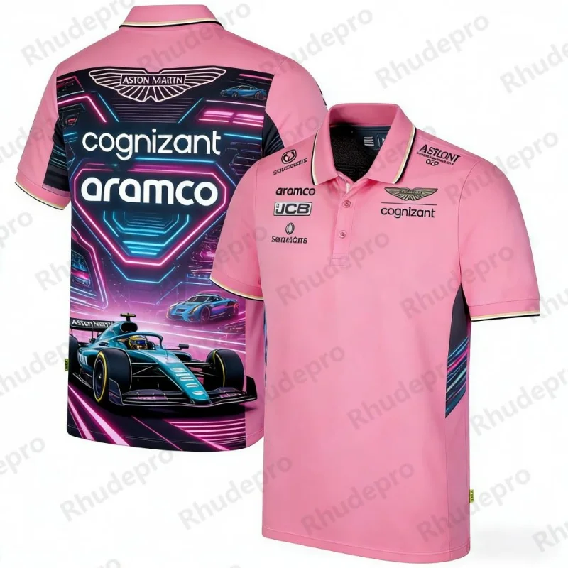 Camisa polo con botones estilo callejero del equipo Aston Martin Racing Fernando Alonso 14 Ropa de manga corta para hombres y mujeres