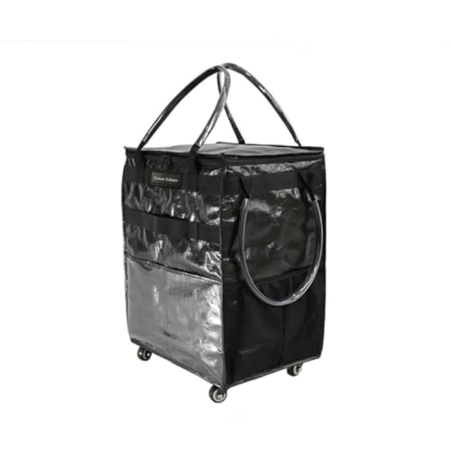 

Reusable Grocery Bag On Wheels Capacity Shopping Trolley Foldable Rolling Tote with Outside Pocket Heavy Duty Handle