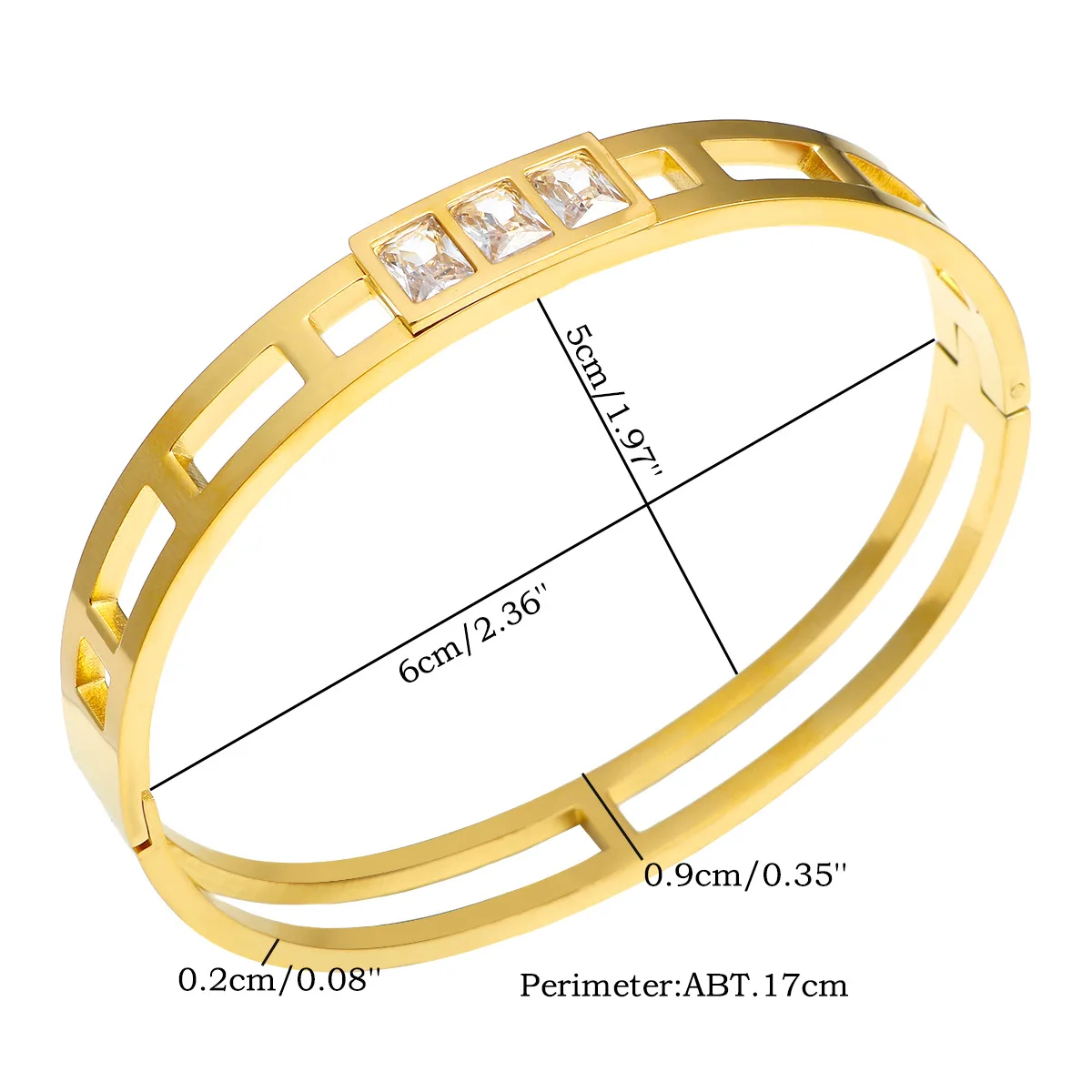 ジルコニア付きステンレススチールブレスレットシンプルジュエリー