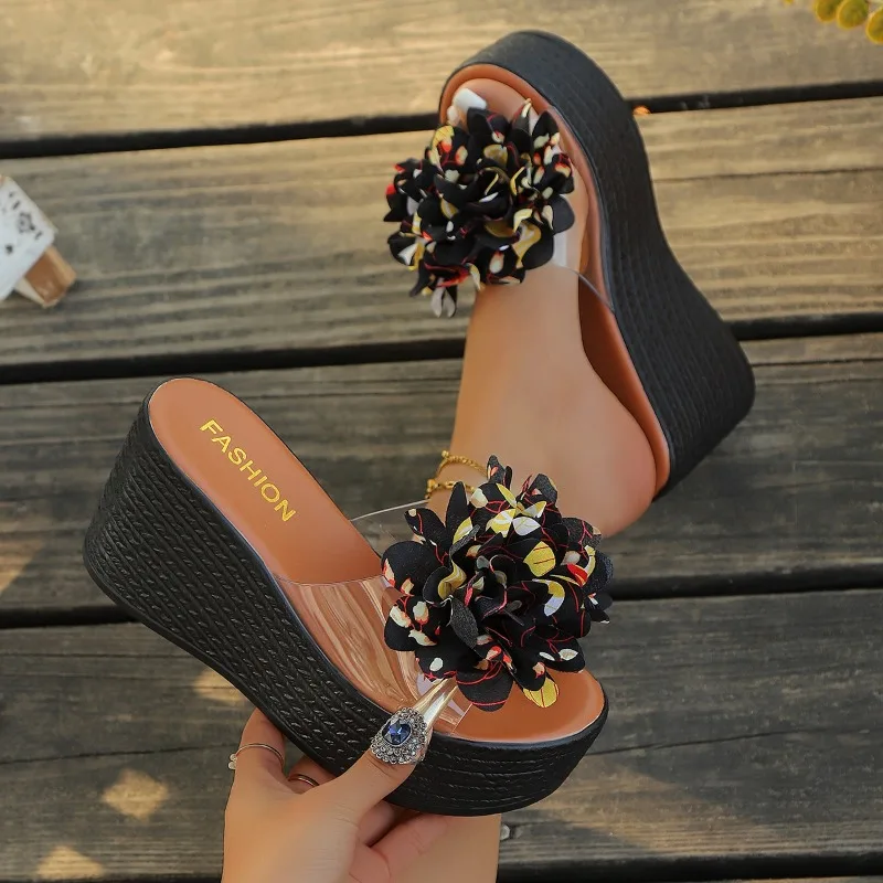 2025 جديد الصيف الشاطئ منصة النساء إسفين النعال يزين فراشة عقدة الصنادل النسائية قبقاب الشرائح النساء #1