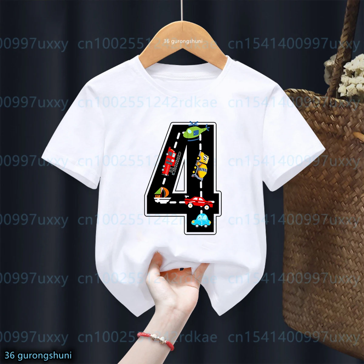 Transportation Birthday Tshirt 1-10 Birthday Tshirt Airplane , Truck Graphic Print Boys T-Shirt Fashion Cute Toddler Tshirt Top