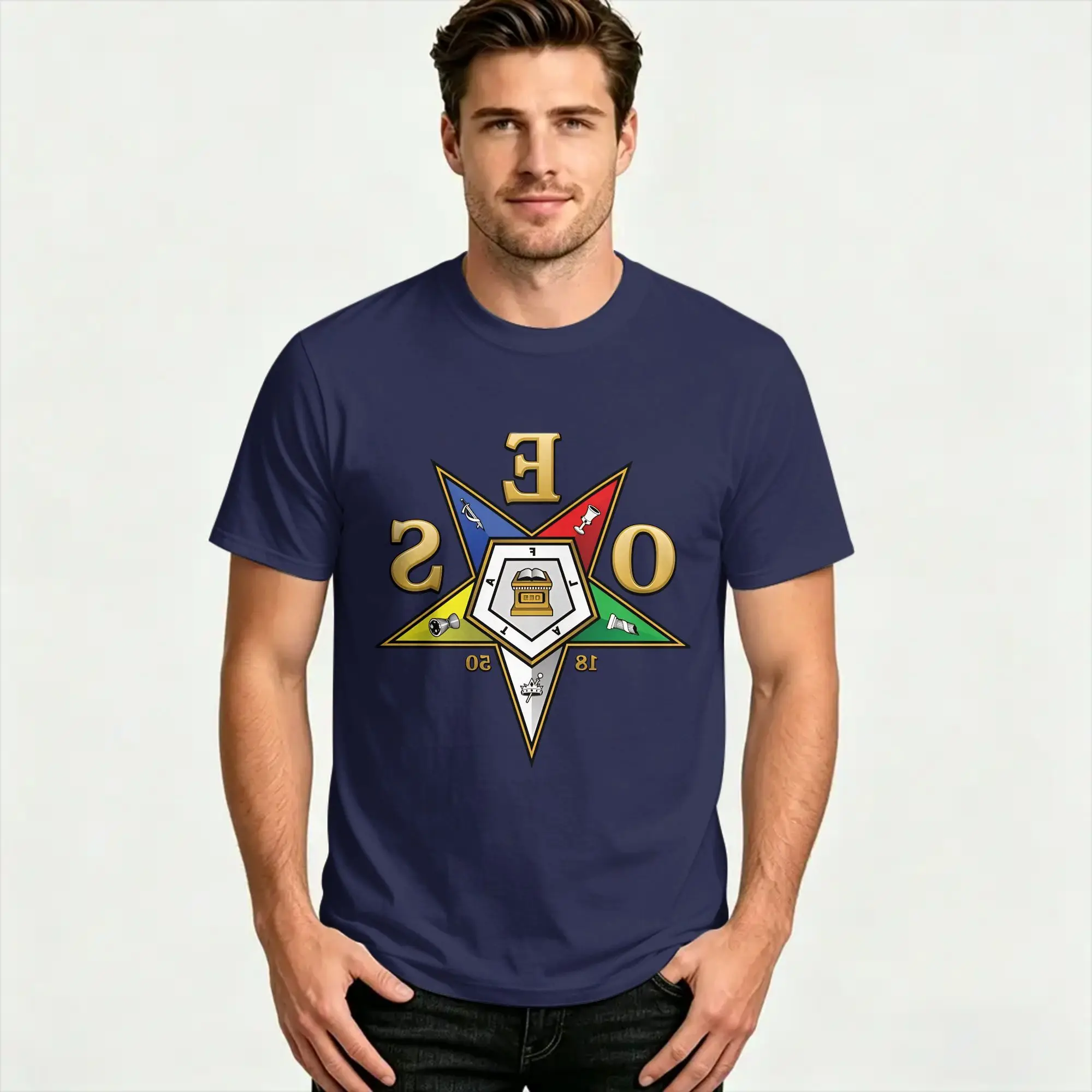 OES Order Of The Eastern Star T-Shirt for Men  Novelty Cotton Tee Shirt Crewneck Short Sleeve T Shirts Plus Size Tops