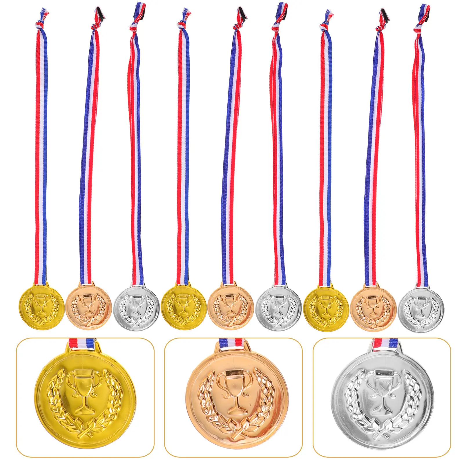 

9Pcs Creative Sports Medals Bright Color Realistic Design Competition Medals for Events Office Games Incentive Awards