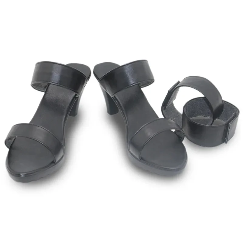

ABC123Anime AKUTA Semiu Grier Cosplay Shoes Black Heels Sandals Custom Made Men Women Halloween Party Carnival Role Pl5,j'8.k/4\