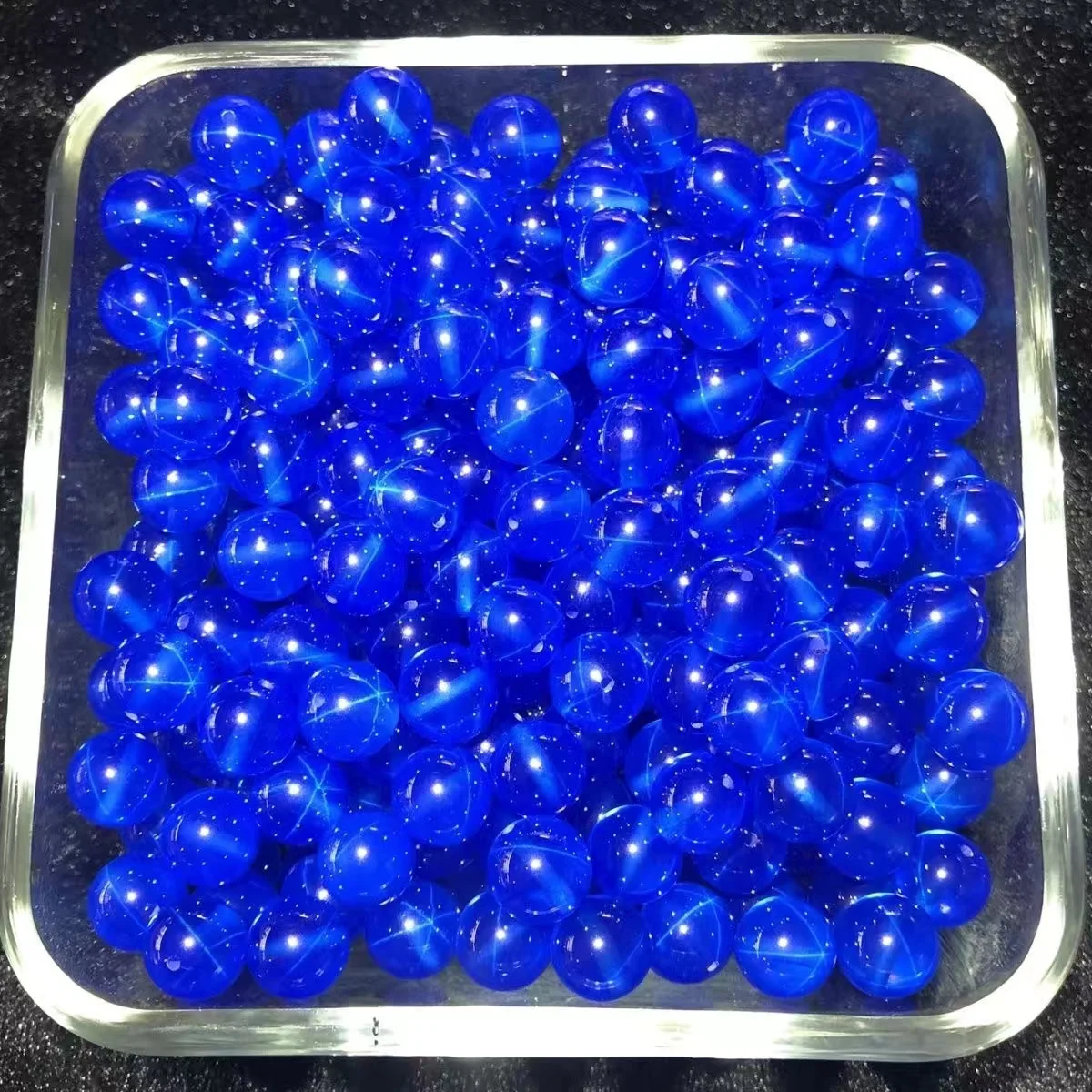 Cultivated sapphire round bead loose bead pure color hardness 9 with bead flash clean transparent super bright