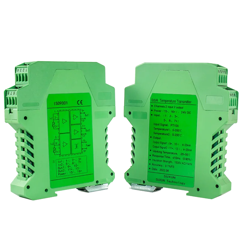 2 in 2 Out 0-10V 0-5V 4-20mA PT100 Temperature Signal Converter RTD Temperature Signal Transmitter