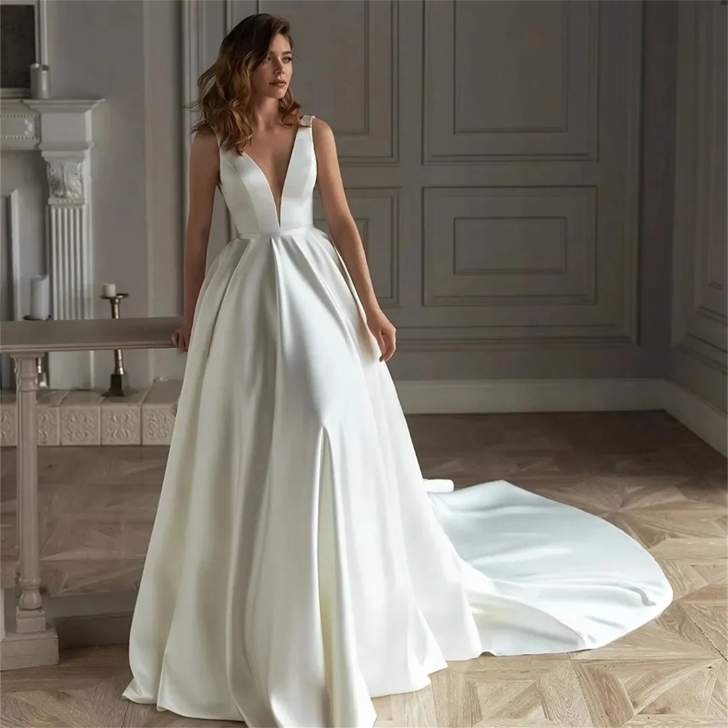 V -neck Princess Wedding Dress for Women 2023 Bride Reveal Back Brides Wedding Dresses 2024 Bepeithy Official Store Woman Bridal