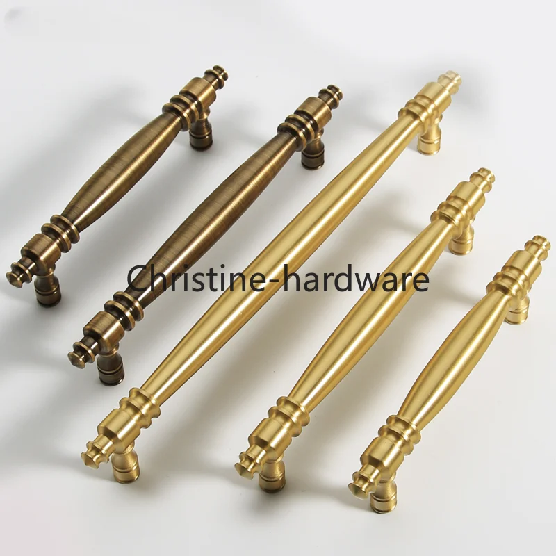 New Chinese Style Pure Brass Solid kitchen Drawer Handle Nordic Light Luxury Clothing Cabinet Door Drawer 200mm Long Handle