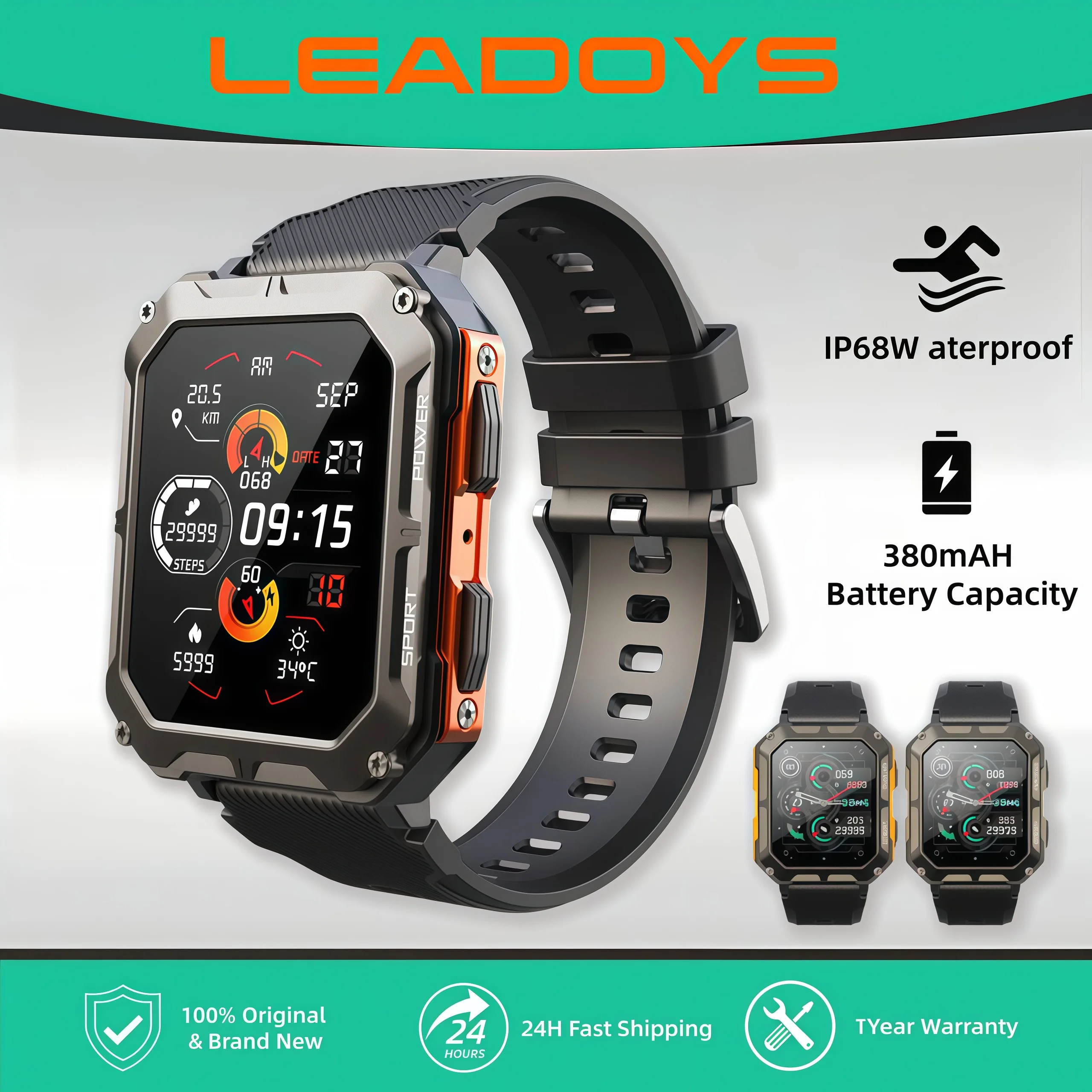 

LEADOYS Ultra Smart Watch for Men Sports Tracking Sleep Monitoring Call & Message Alerts - Perfect Christmas & Halloween Gift