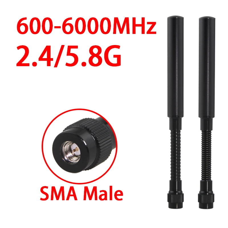 2.4G 5.8G 600-6000MHz Spring Gooseneck Antenna Detector Detection Unmanned Aerial Vehicle Handheld Interference Device Antenna