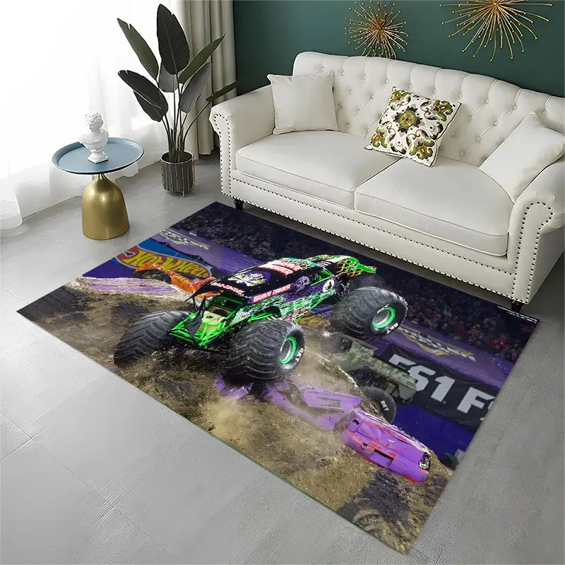 Cartoon Monster Truck Monster Jam Non-Slip Area Rug for Living Room,Bedroom,Playroom,Carpet Floor Mat Home Decor Rug  Room view 3
