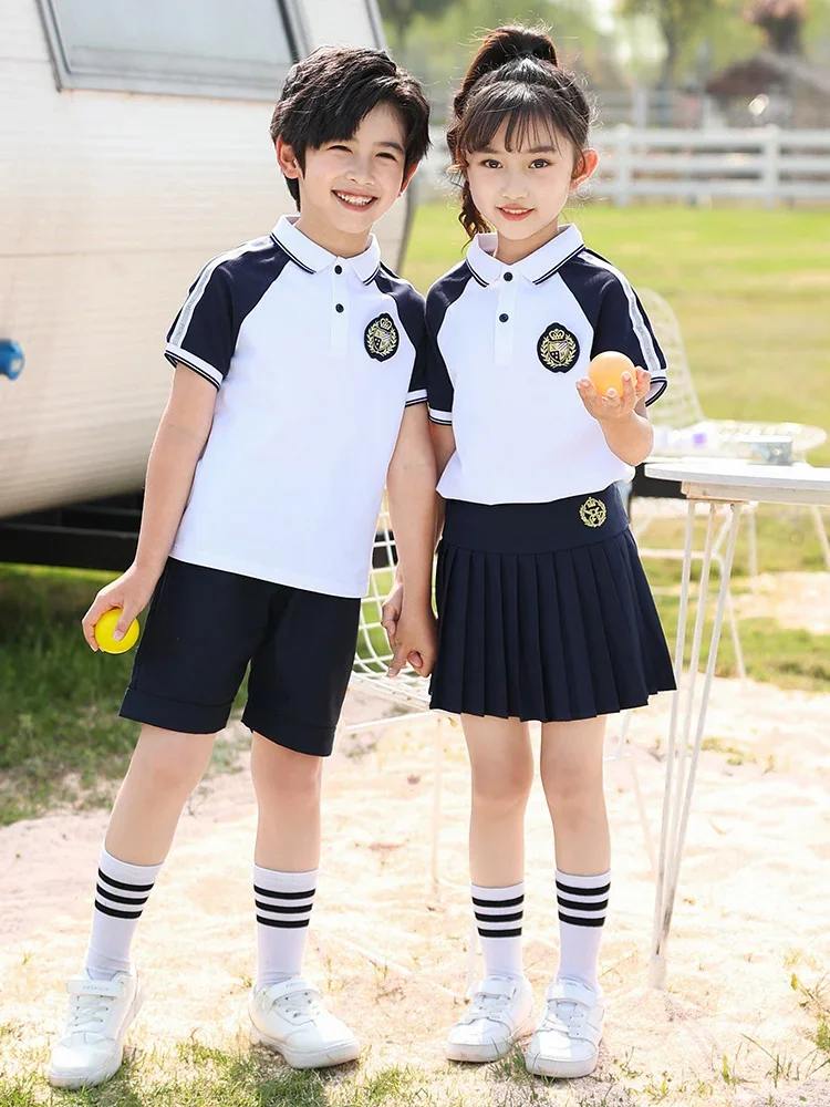 Uniforme de classe d'été pour garçons et filles, uniforme d'école primaire, costume d'été, uniforme de collège à manches courtes pour enfants, sportif