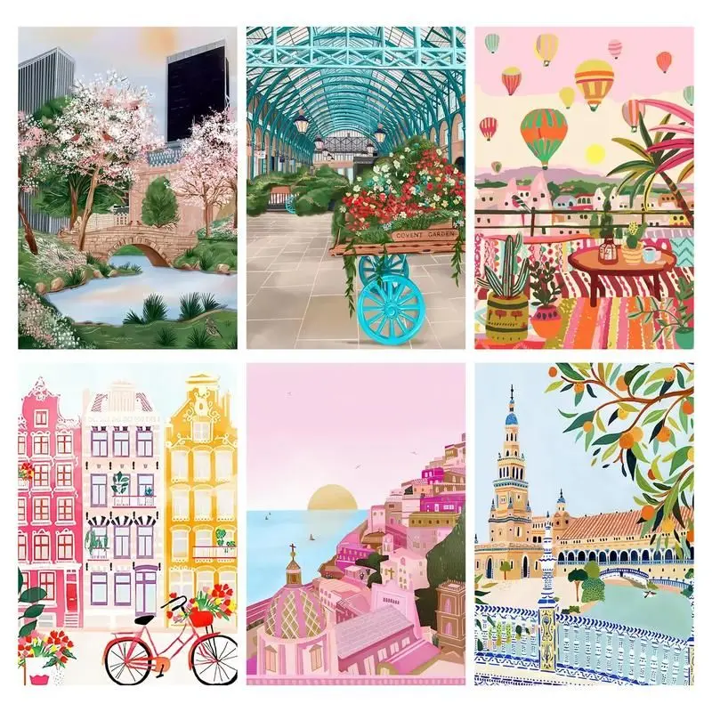 

CHENISTORY Painting By Number City Illustration Scenery Drawing On Canvas HandPainted Art Gift DIY Pictures By Number Kits Home