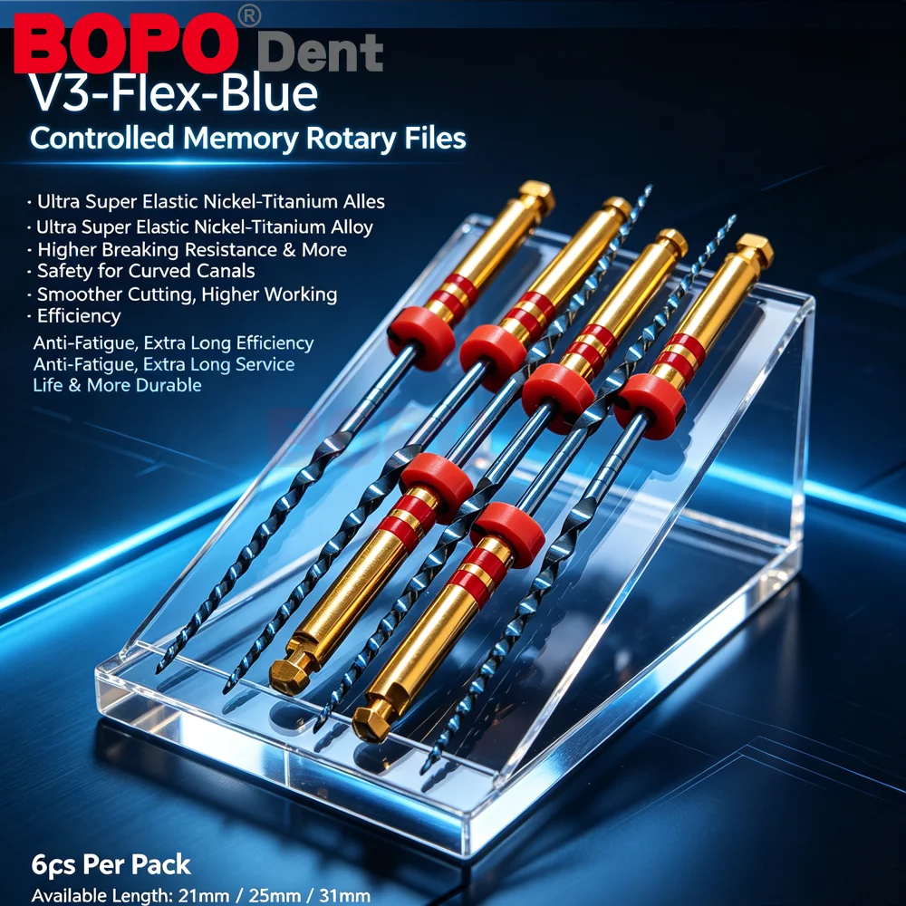 6pcs/Pack Dental Rotary Files Assorted Endodontic File Blue 02/04/06Taper E-Flex Root Canal for Precision Treatment 15-40 45-80
