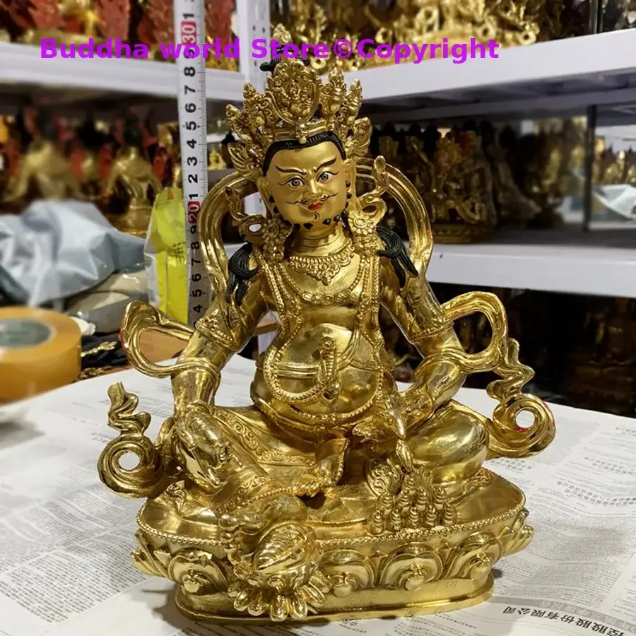 

31CM large Asia Buddhism HOME temple good buddha statue bless bring good luck Gilding Jambhala Yellow fortune god buddha statue