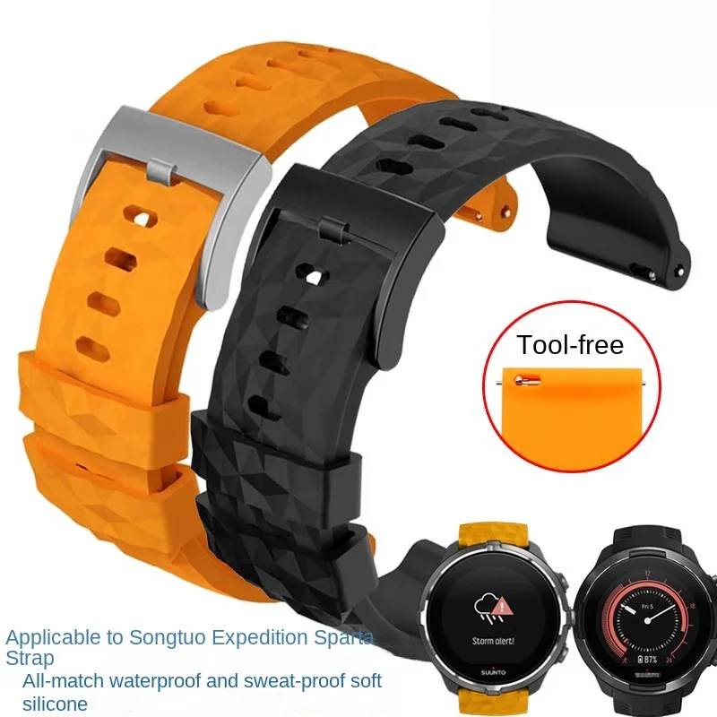 Rubber Silicone Strap For Suunto 7 D5 9 TRAVERSE series Alpha watch 24mm Sports Waterproof watchband man‘s Bracelet with tools