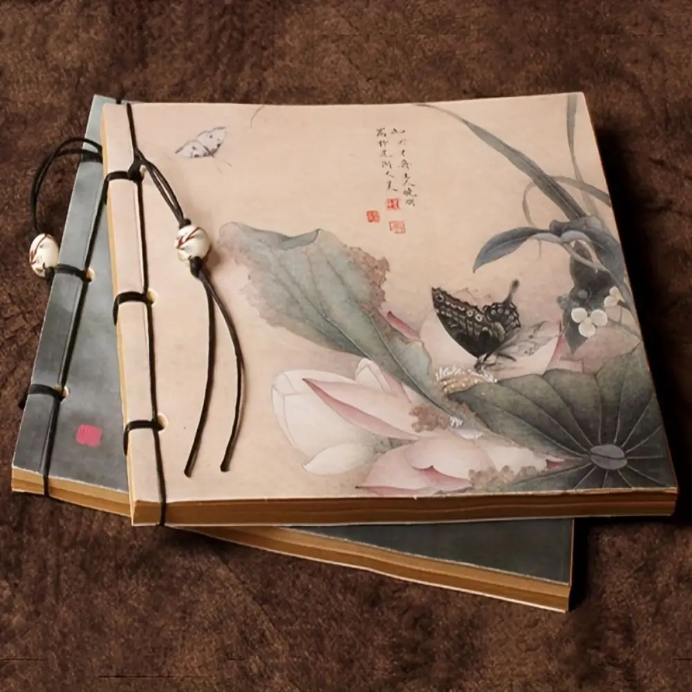 Ancient Style Ancient Style Sketchbook Tassel Line Package Lotus Vintage Line-bound Sketchbook Handmade Vintage