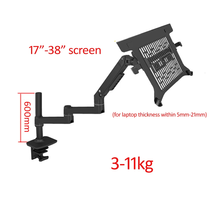 Imagem -03 - Mola Mecânica Laptop Desktop Stand 311kg 10 -17 600 mm 450 mm 8013lp Braçadeira de Braço Grommet 17 38 Monitor Montagem em Computador