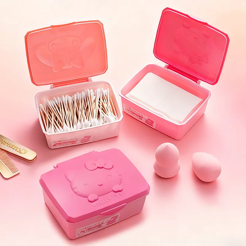 

Hello Kitty откидная коробка для хранения Kawaii Melody ватные тампоны ватные диски ювелирные изделия пылезащитный органайзер коробка настольная коробка для хранения подарок