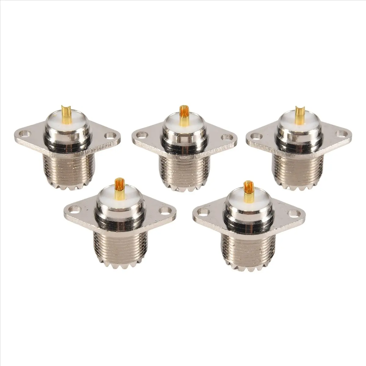 ABFS 5 PCS UHF SO239 Female 2 Hole Female Jack with Rhombic Flange Soldering Panel Connector Socket Female Connector