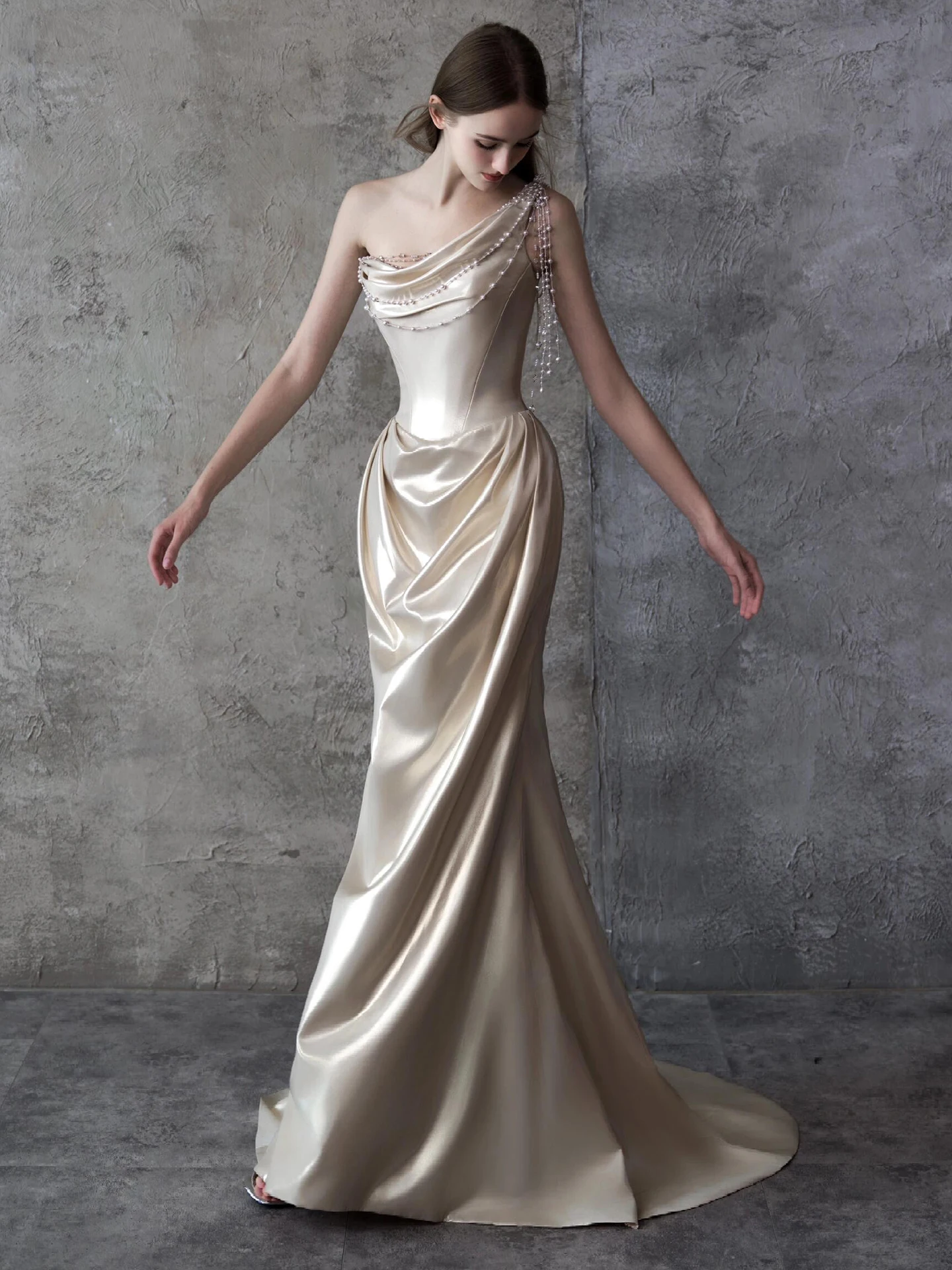 

Ele Wedding Dr Evening Gown Engagement Par Dr Beautiful Bridal Robe Luxury Sensation Zipper Sle Pearl Embellied