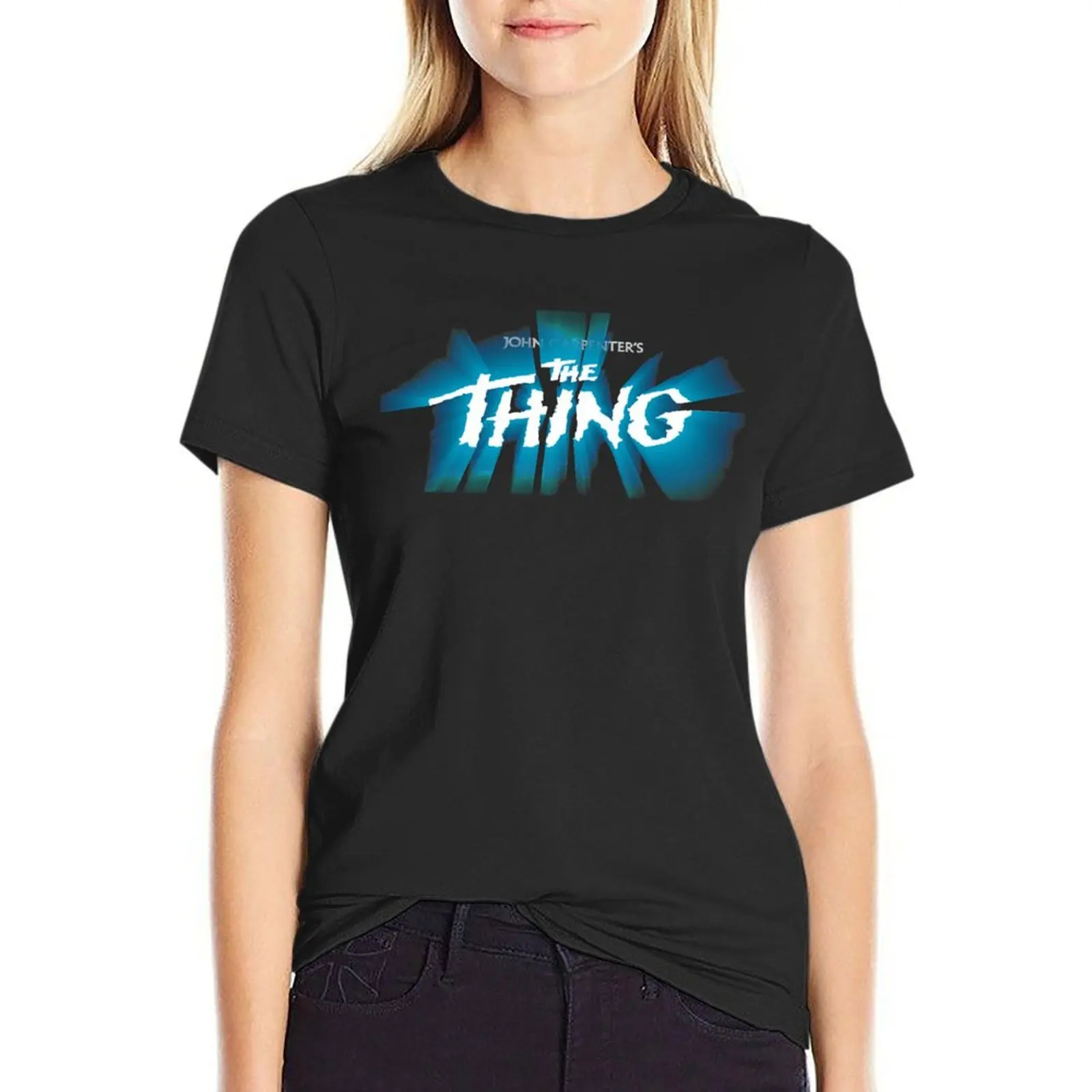 John Carpenter, The Thing, logo, movie, 1982, film T-Shirt anime clothes tops tshirts woman 