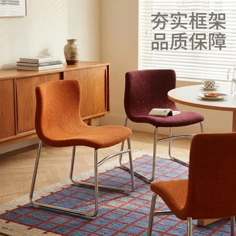 Bauhaus Stackable Dining Chair, Upholstered Backrest Space Saving Chair, Thick Padded Durable for Small Kitchen Home