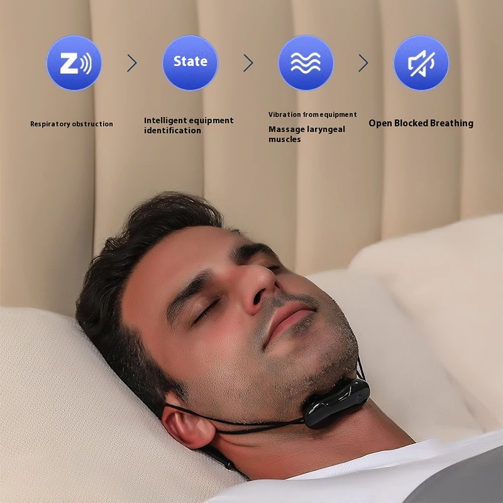 Smart Anti Snoring Device Noise Reduction Electric Sleep Aid Chin Strap Vibration Massage Laryngeal Muscles USB Rechargeable