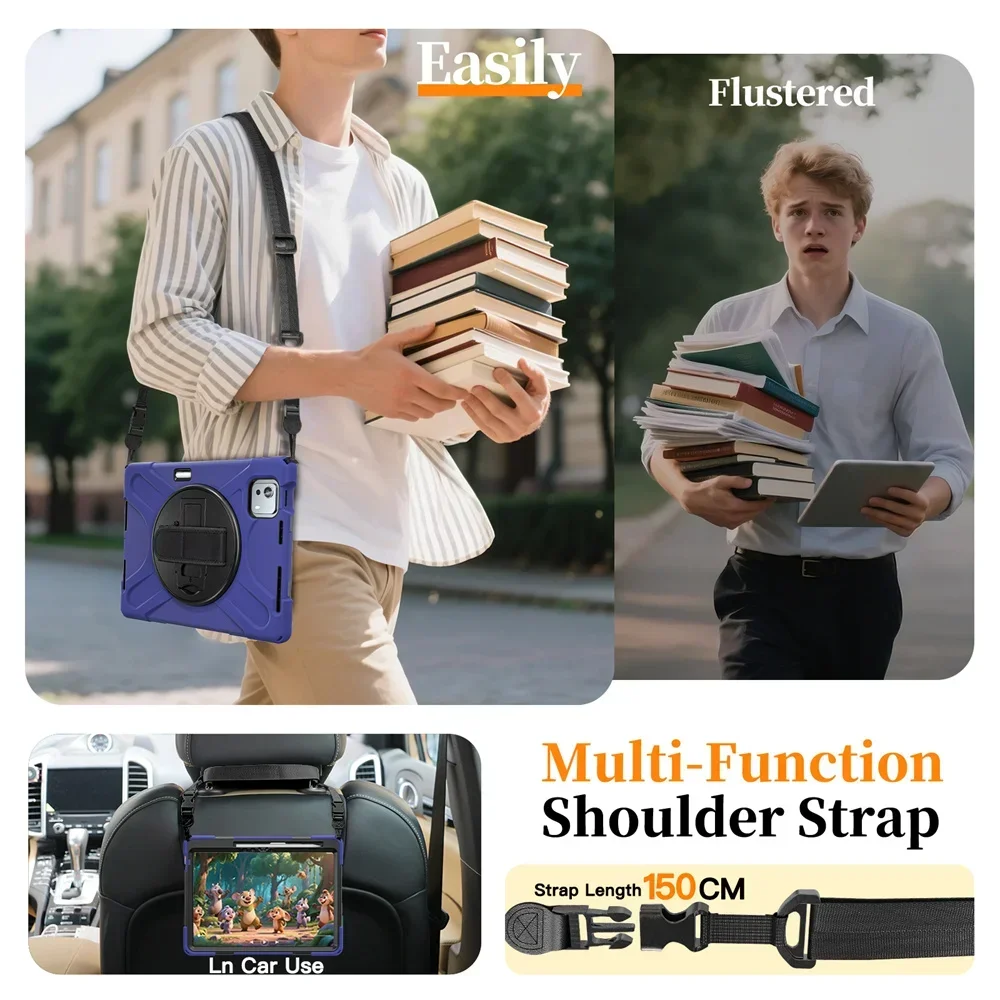 Heavy Duty Case for Xiaomi Mipad 7s 6s 7 Pro Shockproof Rotating Stand Cover for Xiaomi Mi Pad 5 5Pro 6 Pro with Shoulder Strap