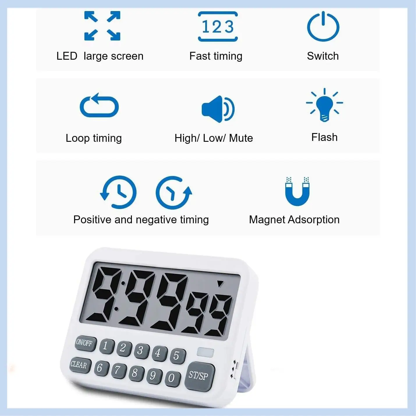 

MLGB-Kitchen Timer Digital Kitchen Timer Magnetic Countdown Timer With Loud Alarm Big Digits Back Stand For Cooking Classroom