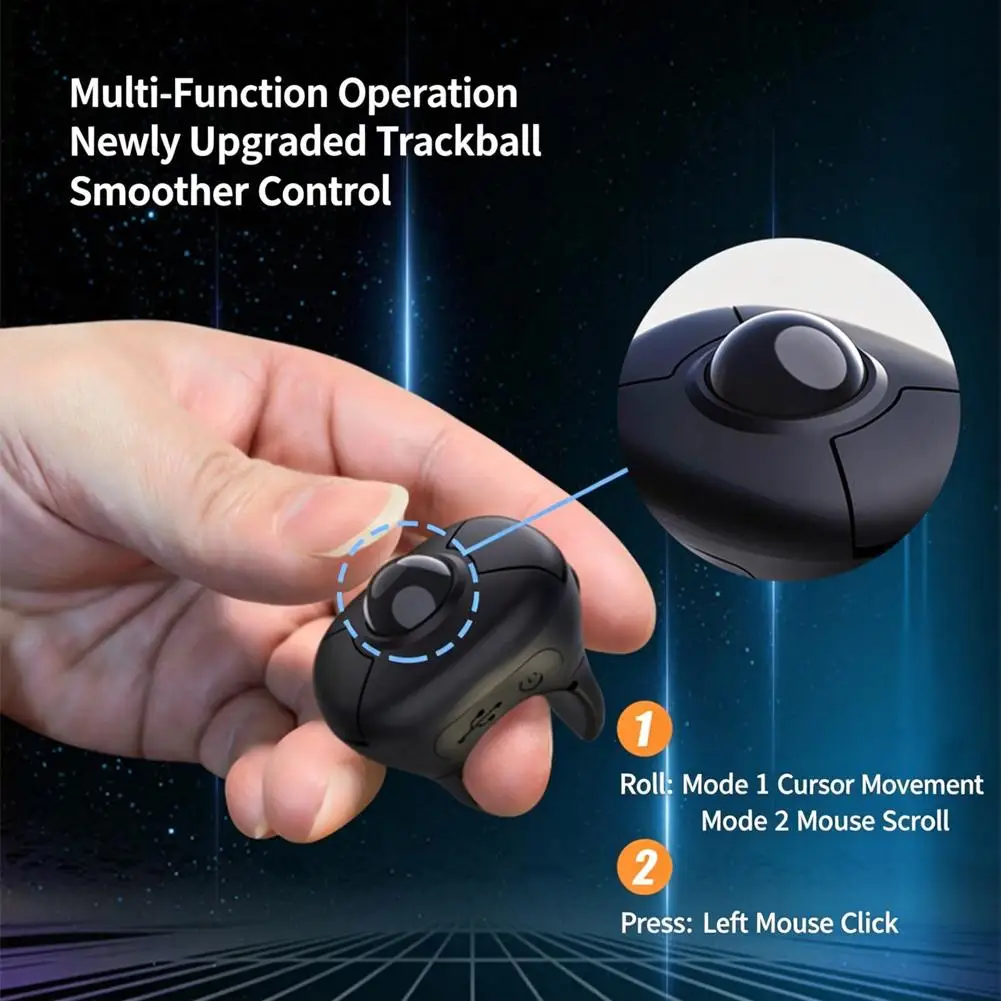 Wireless Ring Mouse Bluetooth 2.4G Trackball Finger Mouse Portable Air Mouse For Tablet Phone Car System