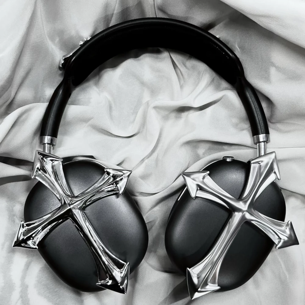 Headphone Case for Airpods Max Case Cover Y2k Custom Spider Matte Silver Cross for Airpods Max Decoration Earphone Accessories